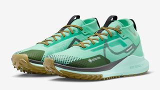 Nike Pegasus Trail 4 Gore-Tex running shoes in green on white background