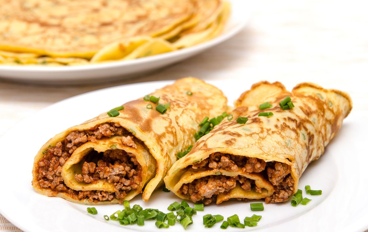 Beef and horseradish pancake rolls