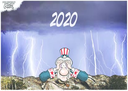 Editorial Cartoon U.S. 2020 COVID wildfires Trump