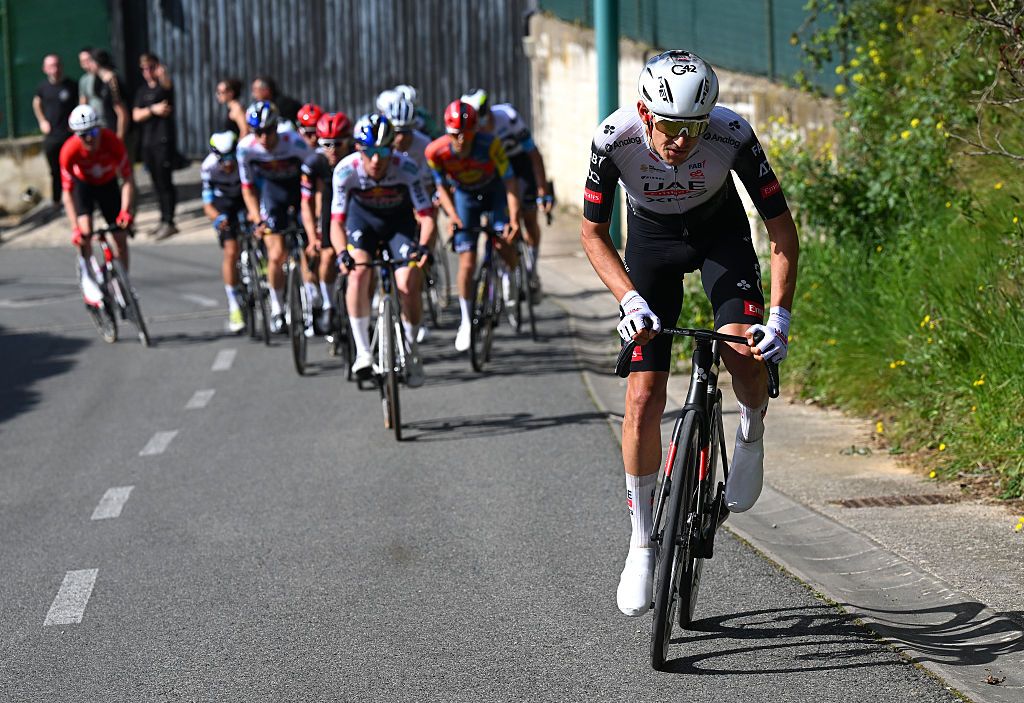 ESTELLALIZARRA SPAIN APRIL 05 Igor Arrieta of Spain and UAE Team Emirates XRG attacks during the 34th Gran Premio Miguel Indurain 2025 a 2039km one day race from EstellaLizarra to EstellaLizarra on April 05 2025 in EstellaLizarra Spain Photo by Tim de WaeleGetty Images