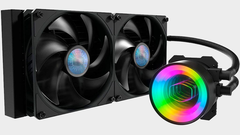 Cooler Master MasterLiquid ML280 all-in-one liquid cooler on a gray background.