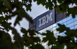 IBM's headquarters, seen through a bush 