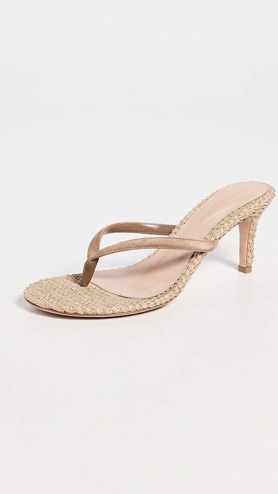 Calypso Sandals 70mm - Camel/natural Camoscio/raffia