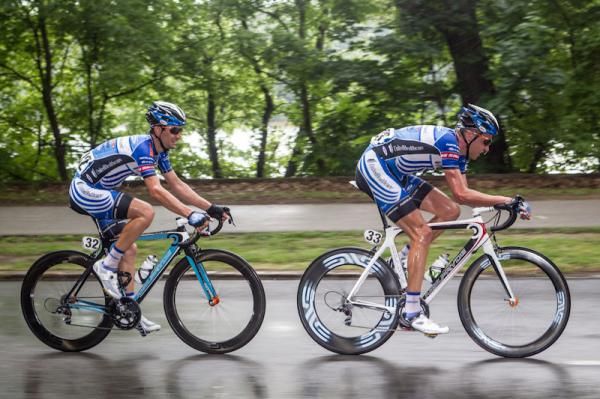 UnitedHealthcare's Adrian Hegyvary, right, and Davide Frattini work for their team's sprinters.