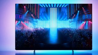Philips OLED909 Ambilight TV with a concert on screen