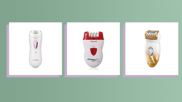 A composite image showing three of the best epilators for women against a green background