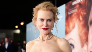 Nicole Kidman is pictured with strawberry blond hair as she attends the premiere of Amazon Studios' "Being The Ricardos" at Academy Museum of Motion Pictures on December 06, 2021 in Los Angeles, California.