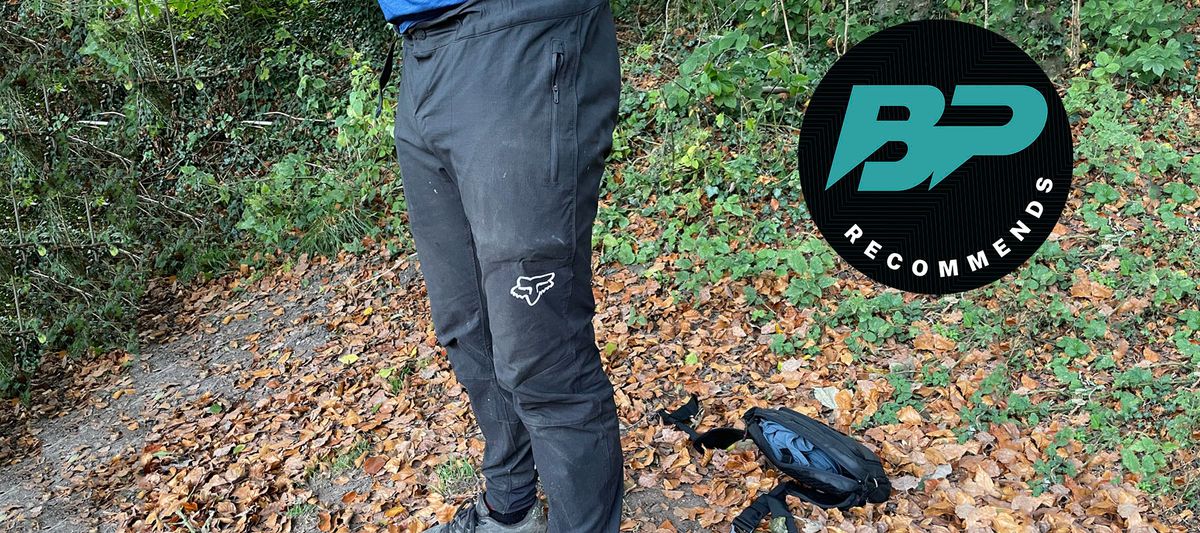 MTB trail pants being worn in a wood