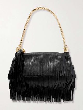 Foulard Fringed Textured-Leather Shoulder Bag