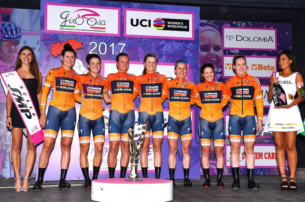 Boels Dolmans on the stage 1 Giro Rosa podium