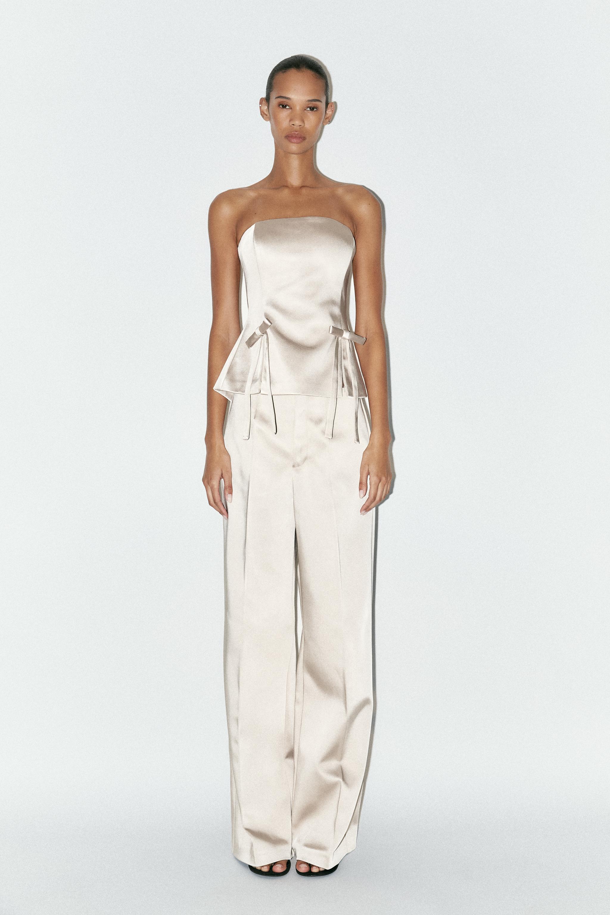 Satin Strapless Tie Top