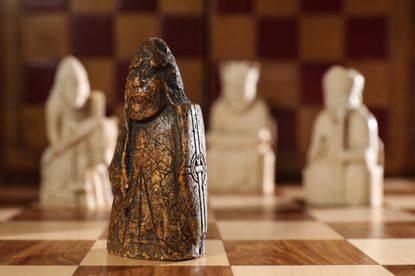 LONDON, ENGLAND ‚Äì JUNE 3: A newly discovered Lewis Chessman at Sotheby‚Äôs on June 3, 2019 in London, England. On 2 July in London, Sotheby‚Äôs will offer the first discovery of an unknown 