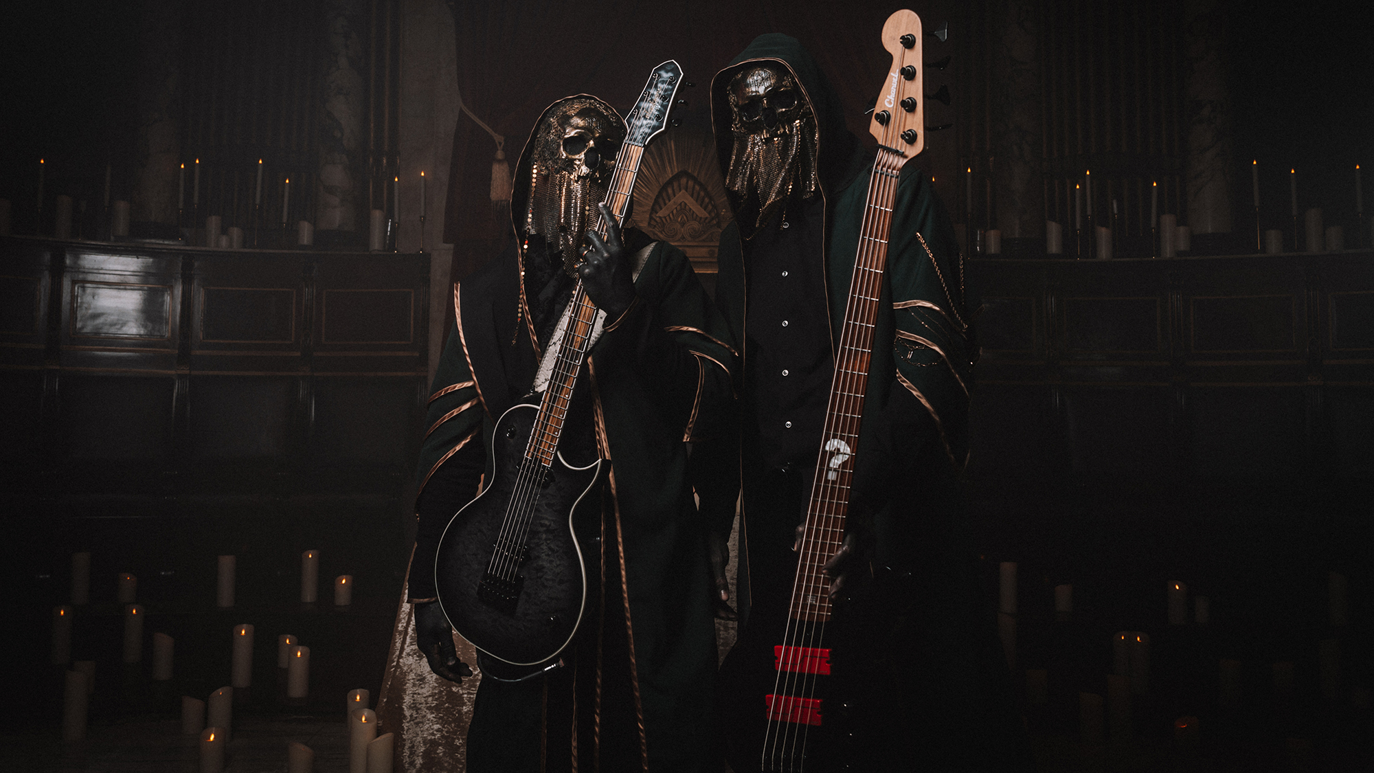 Jackson Pro Plus Series Signature Sleep Token IV Monarkh SC and Charvel Sleep Token III Signature Pro-Mod San Dimas&reg; Bass V