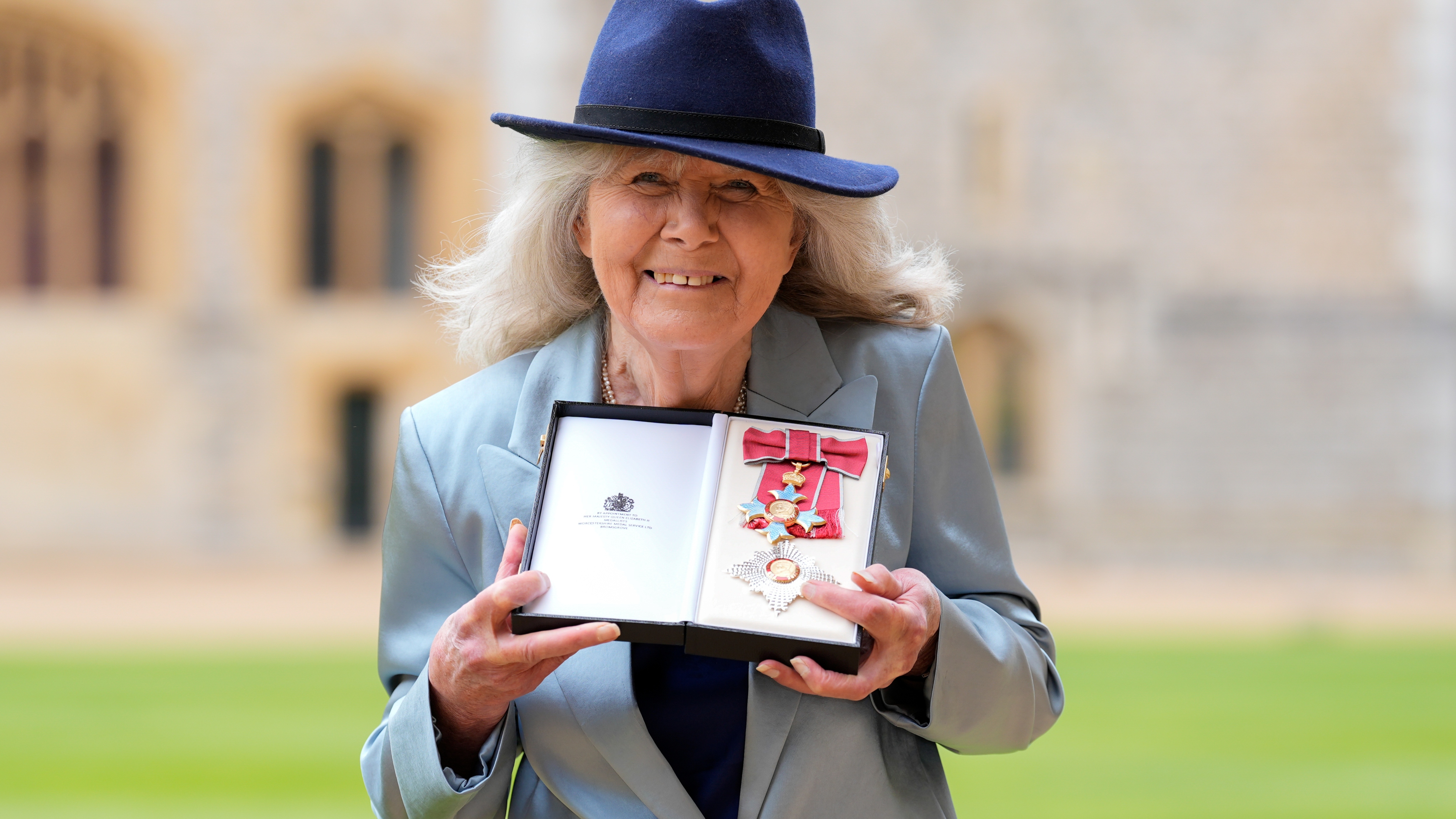 Dame Jilly Cooper after being made a Dame Commander of the British Empire by King Charles III during an investiture ceremony at Windsor Castle on May 14, 2024 in Windsor, England. (Photo by Andrew Matthews - Pool/Getty Images)