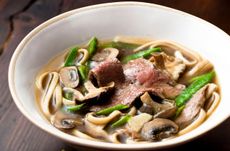Japanese broth with udon noodles