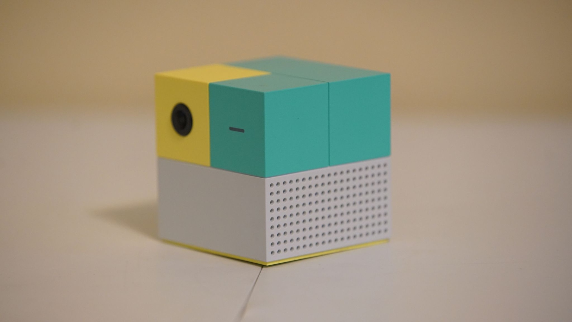 An image of the Nex Playground by itself, showing off its cubic shape and bottom ventilation.