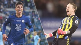 Kai Havertz of Chelsea and Jordan Pickford of Everton could both feature in the Chelsea vs Everton live stream