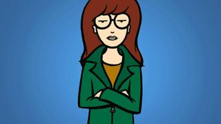 The character Daria on a blue background