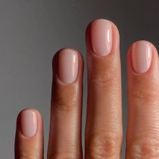 An iridescent milky manicure