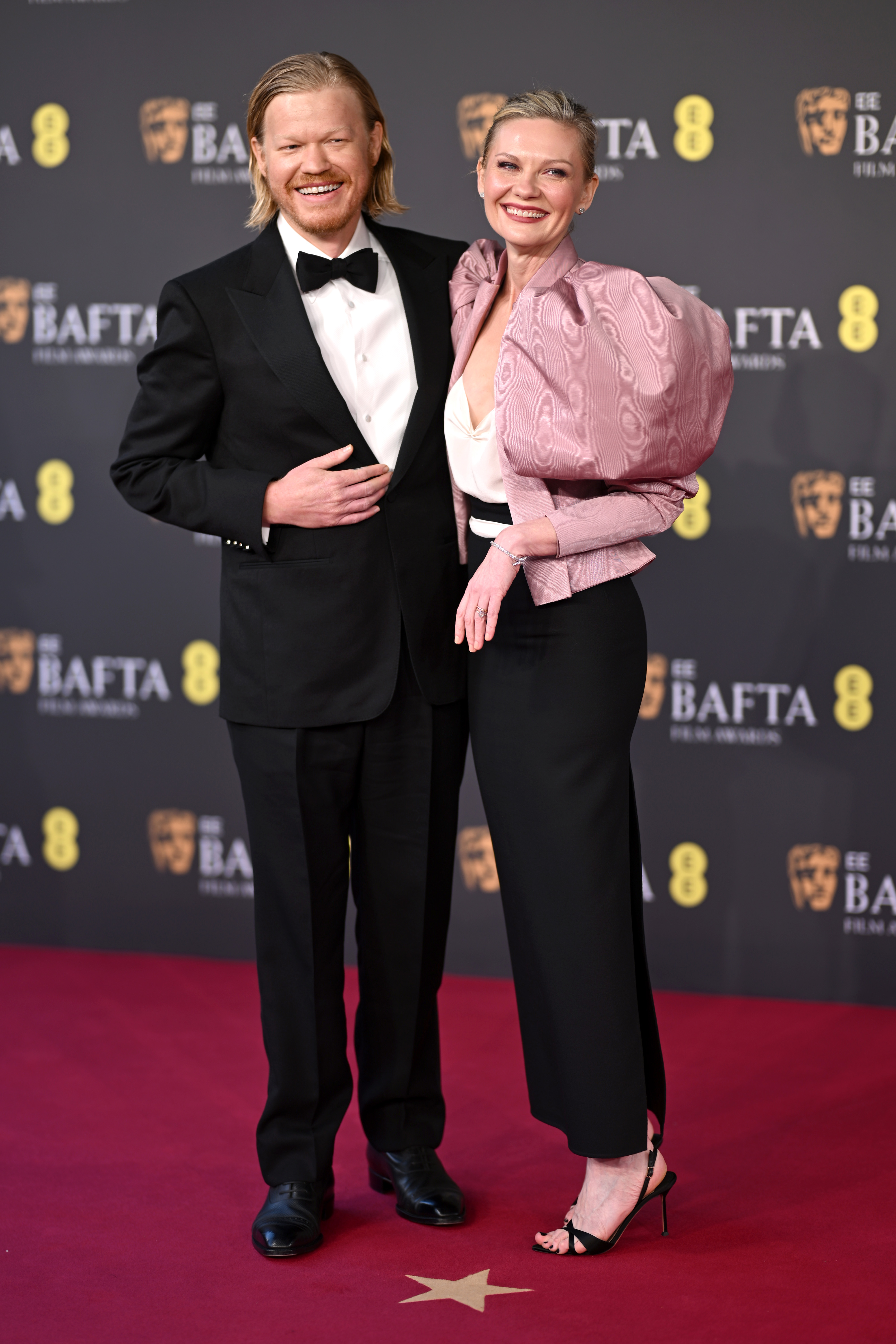 LONDON, ENGLAND - FEBRUARY 22: Jesse Plemons and Kirsten Dunst attend the 2026 EE BAFTA Film Awards at The Royal Festival Hall on February 22, 2026 in London, England. (Photo by Samir Hussein/WireImage)