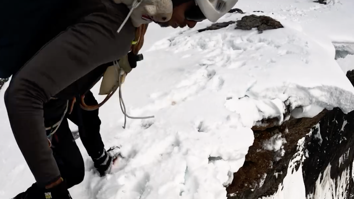 Mountaineer faces worst nightmare crevasse