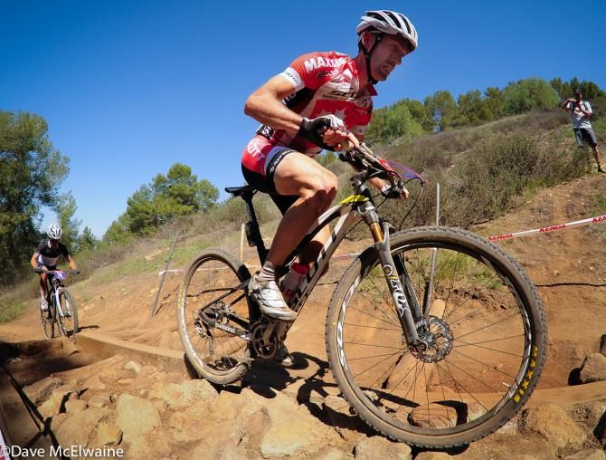 Canadian Champion Derek Zanstra (Scott 3Rox Racing) getting slightly off line in the rock garden