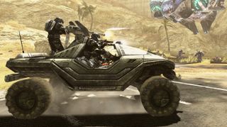 The magnificent M12 Light Reconnaissance Vehicle, or Warthog, in action in a screengrab from "Halo 3."