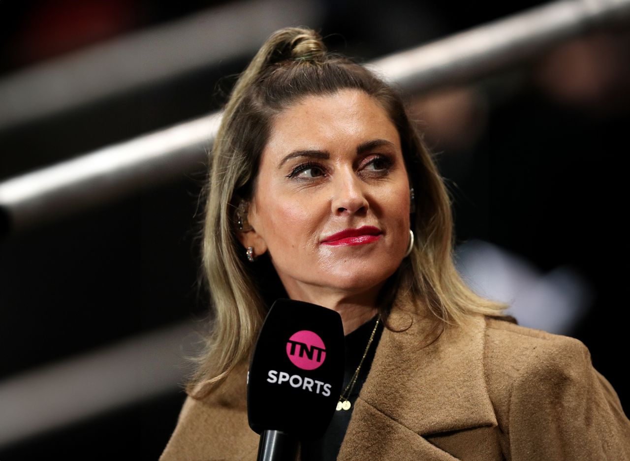 Orla Chennaoui holding a TNT Sports microphone