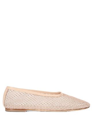 Staud Alba Ballet Flat Champagne Crystal Mesh 