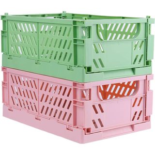 Pink and green folding crate