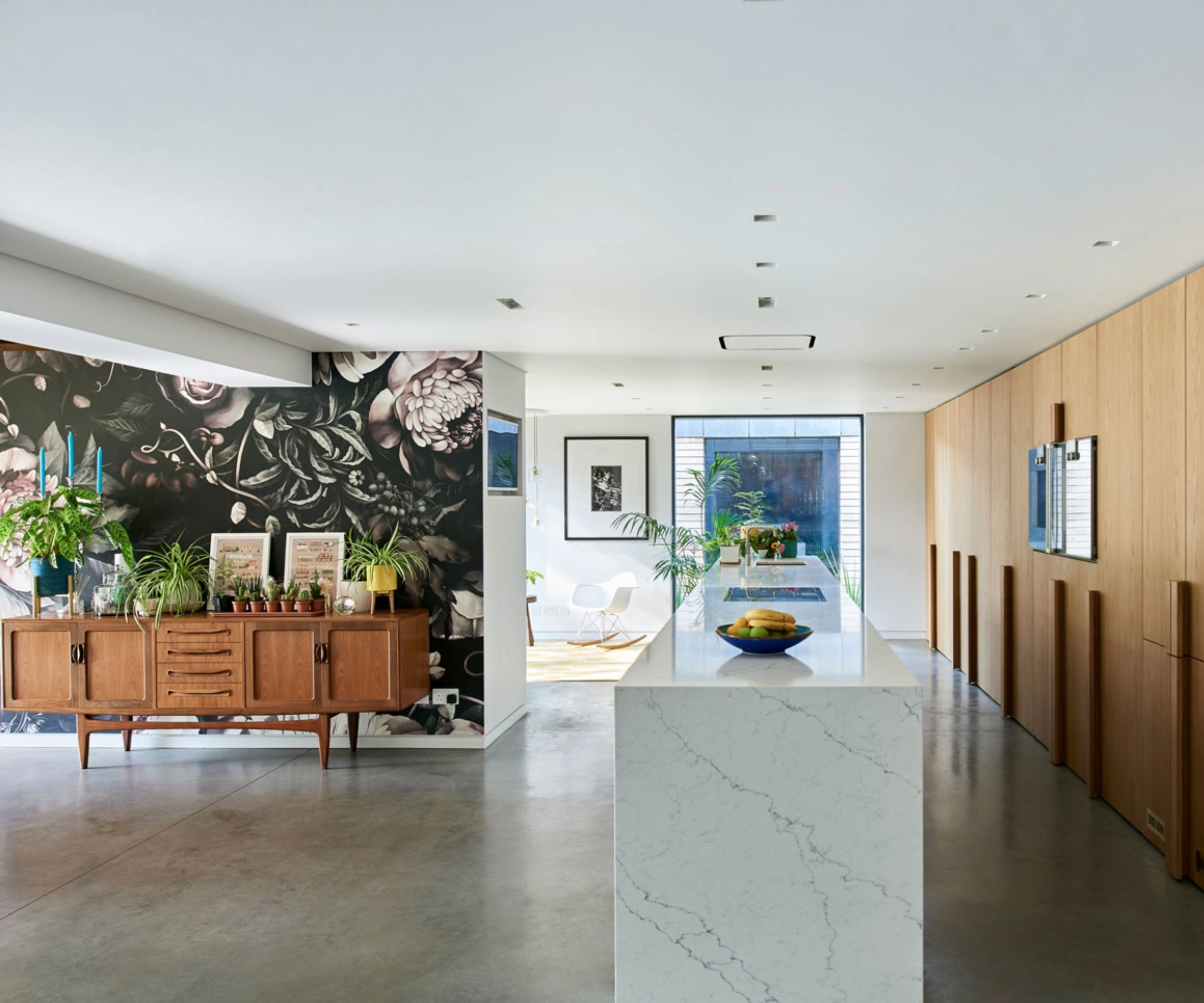 Kitchen with polished concrete flooring