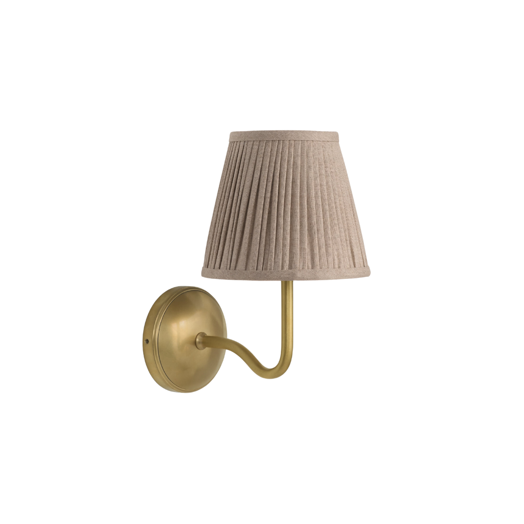 Malvern Medium Wall Light Natural Beige - Antique Brass