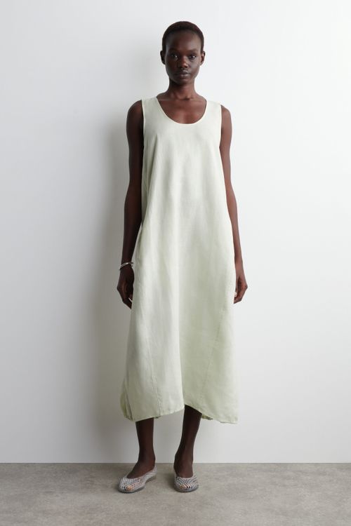 Elasticated-Hem Linen Maxi Dress
