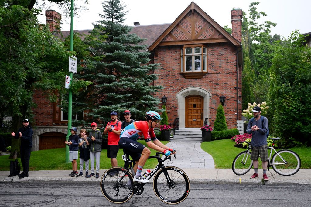 MONTREAL QUEBEC SEPTEMBER 10 Florian Vermeersch of Belgium and Team Lotto Dstny competes in the breakaway during to the 12th Grand Prix Cycliste de Montreal 2023 a 2214km one day race from Montreal to Montreal UCIWT on September 10 2023 in Montreal Quebec Photo by Dario BelingheriGetty Images