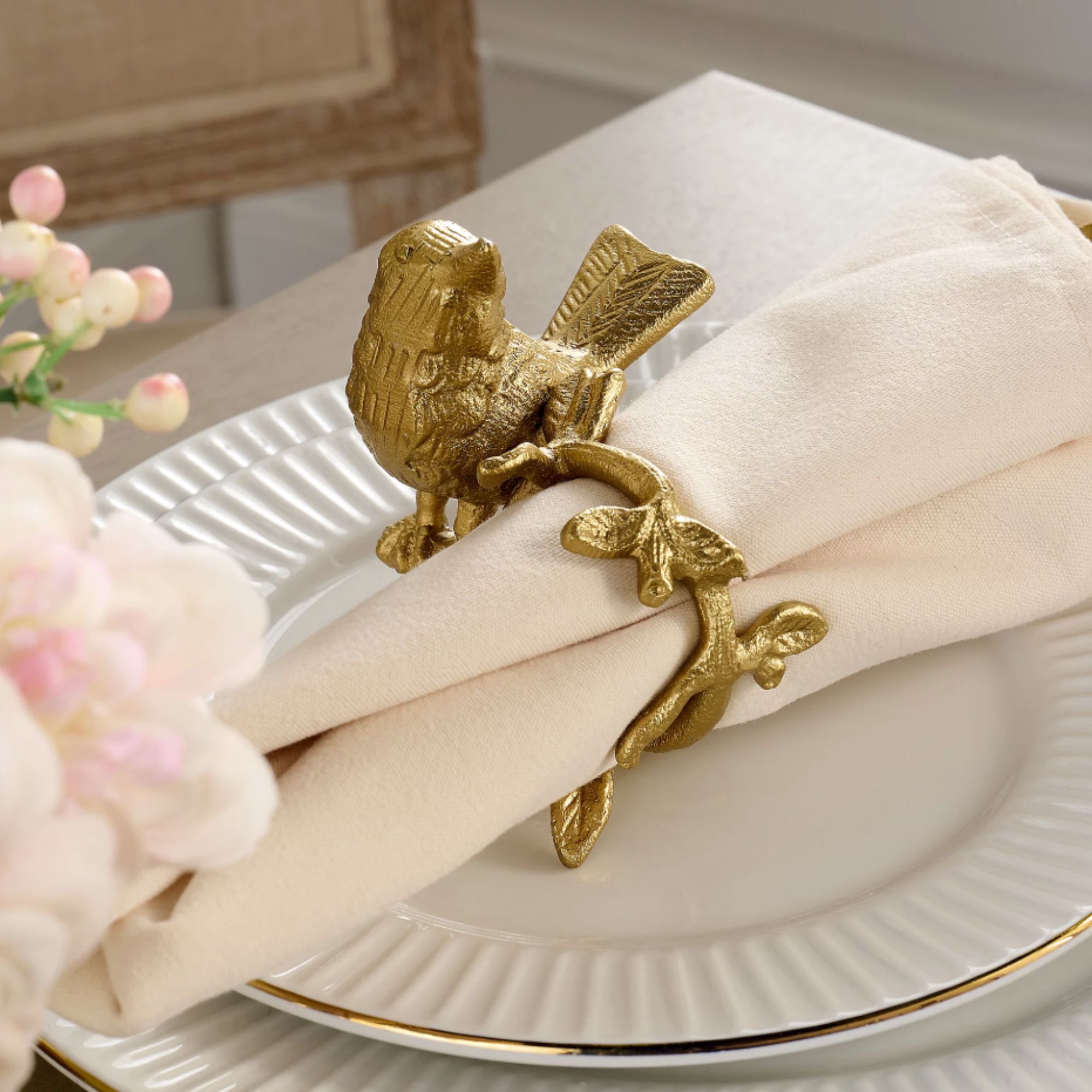 Mrs. H by Dee Hilfiger Set of 4 Lovebirds Napkin Rings