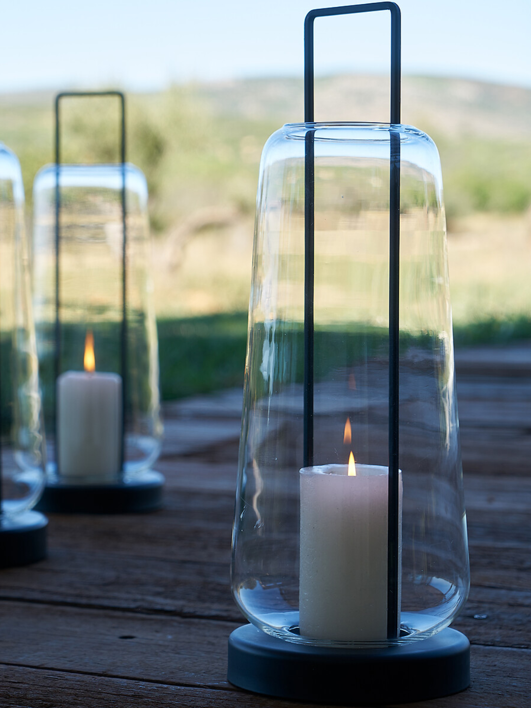 A glass and metal lantern from AM.PM