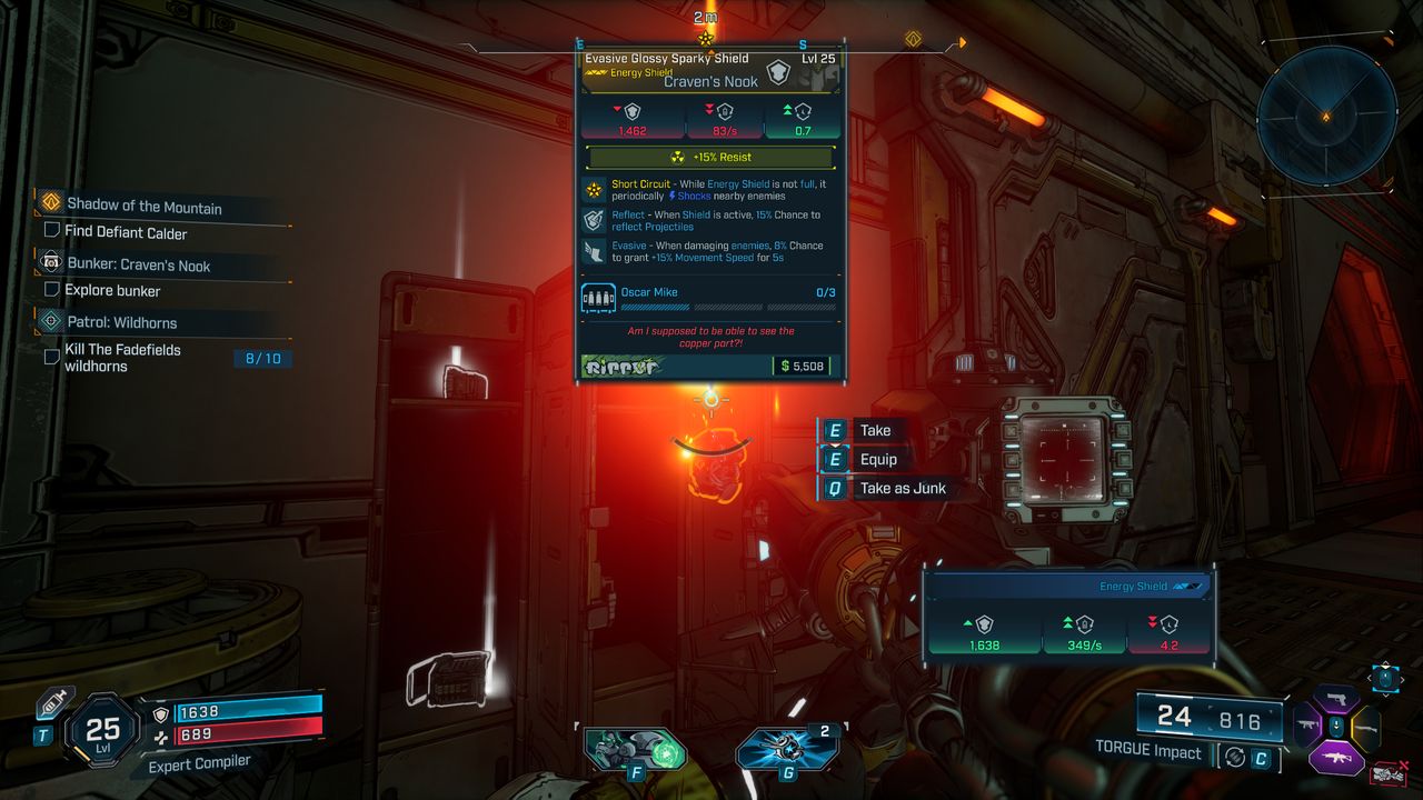 Borderlands 4 firmware: A legendary shield in a container which has dropped with a firmware bonus.