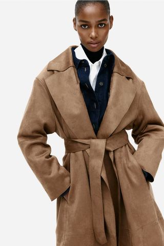 Napped Tie-Belt Coat