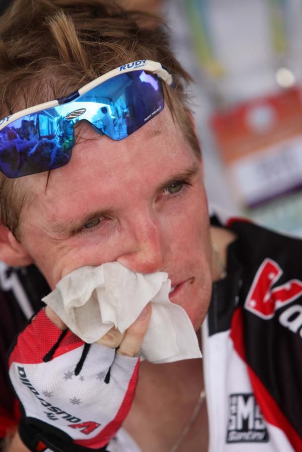 Aaron Kemps (Fly V Australia) gets his breath back after taking a stage victory.