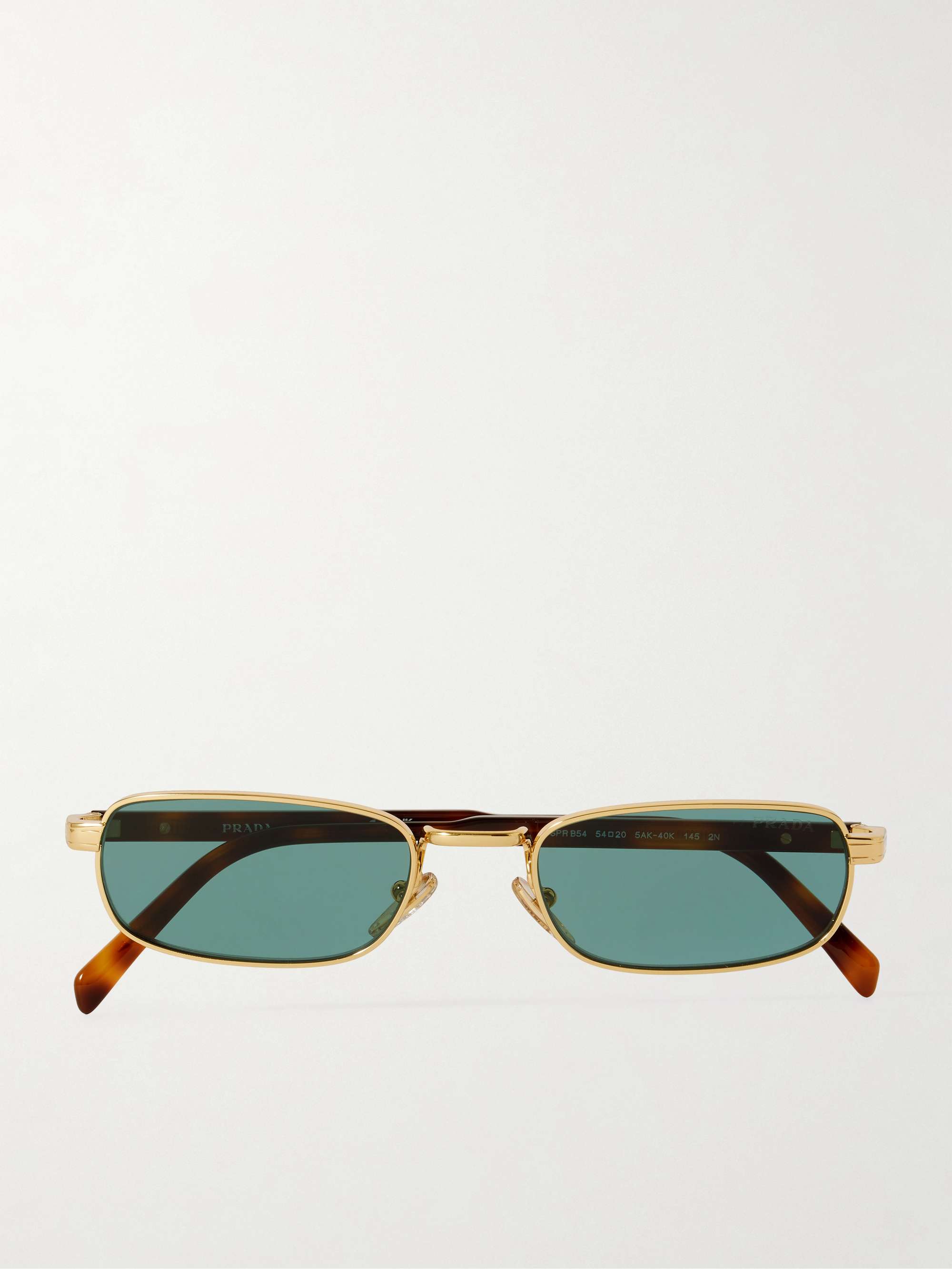 Rectangle-Frame Gold-Tone and Tortoiseshell Acetate Sunglasses