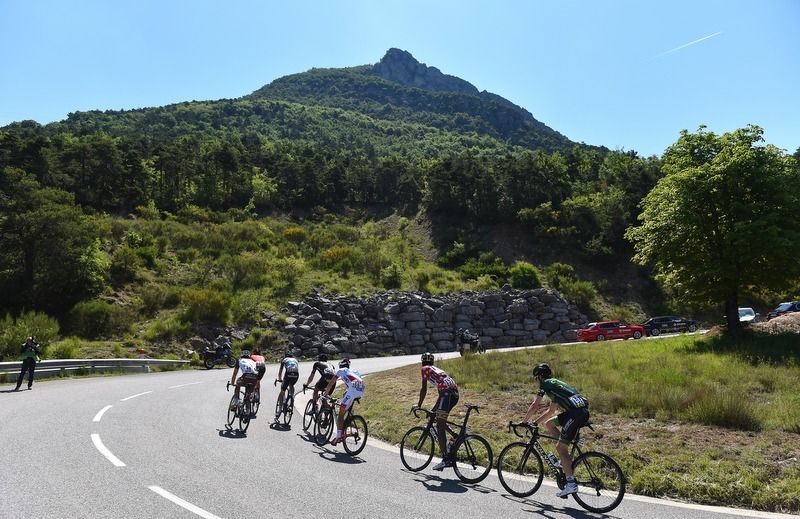 The breakaway on an early climb