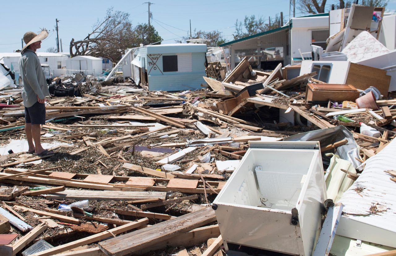 A damaged home in the Florida Keys