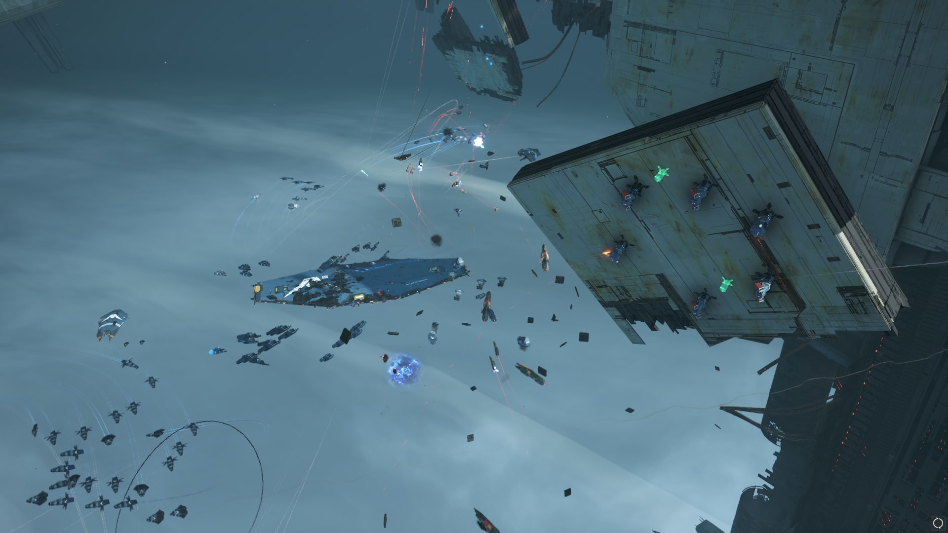 A dramatic space battle in Homeworld 3.