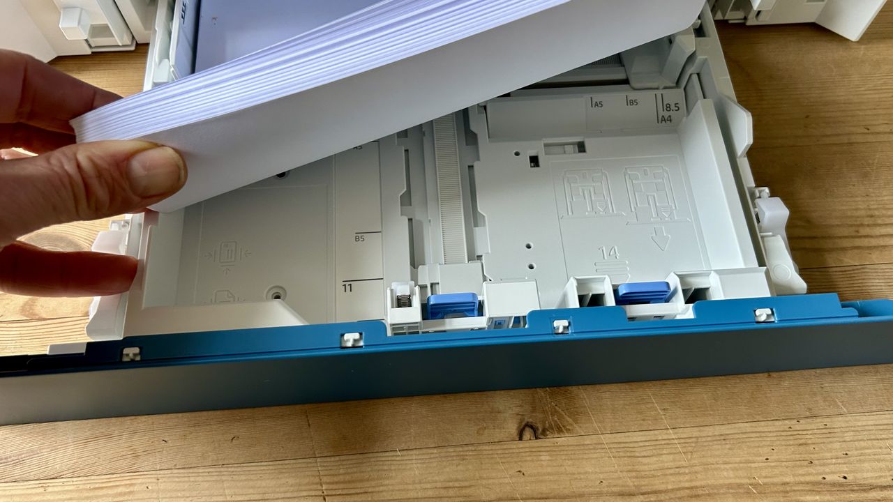 The HP Color LaserJet Pro 4201dw laser printer during our tests in a home office