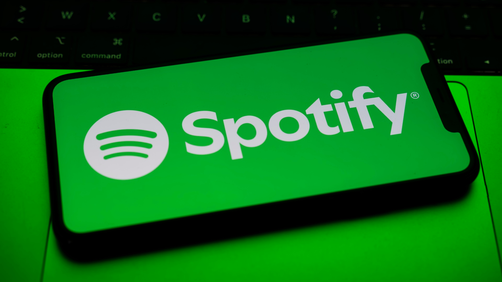 Spotify logo on a phone 