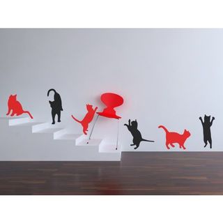 Red and black Curious Cats Wall Stickers