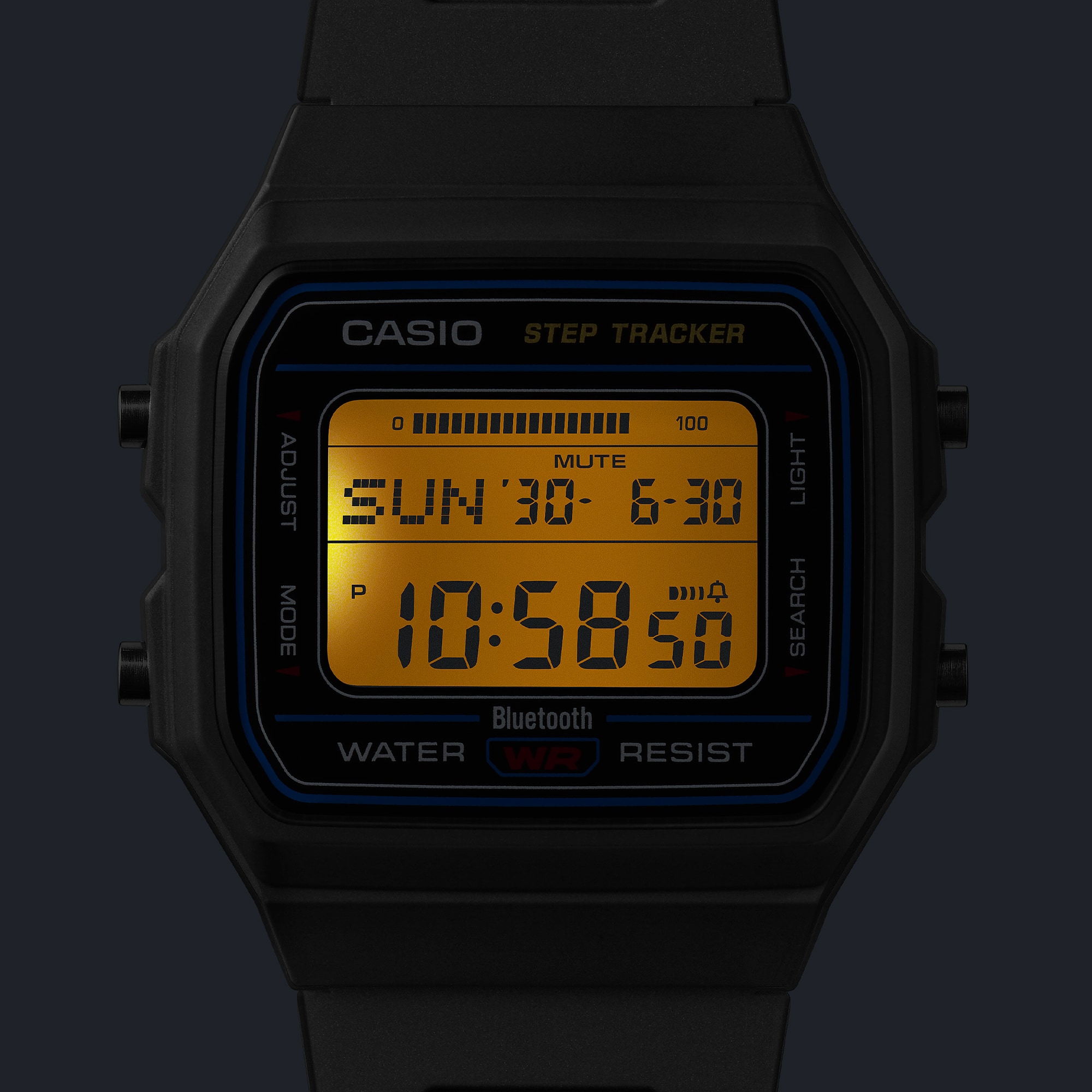 The watch includes a backlight