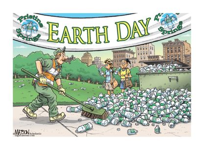 Editorial cartoon Earth Day cleanup