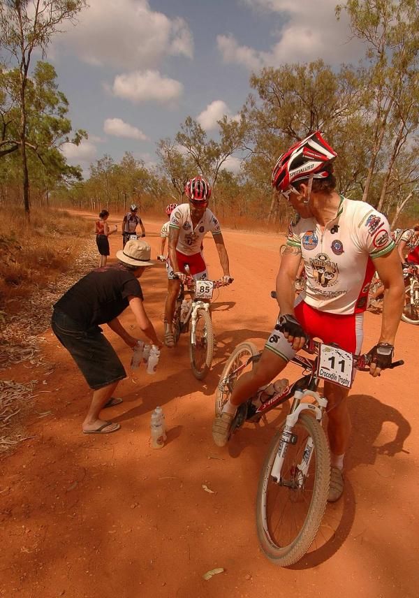 Drink stop for Australia's Rattle N Hum team.