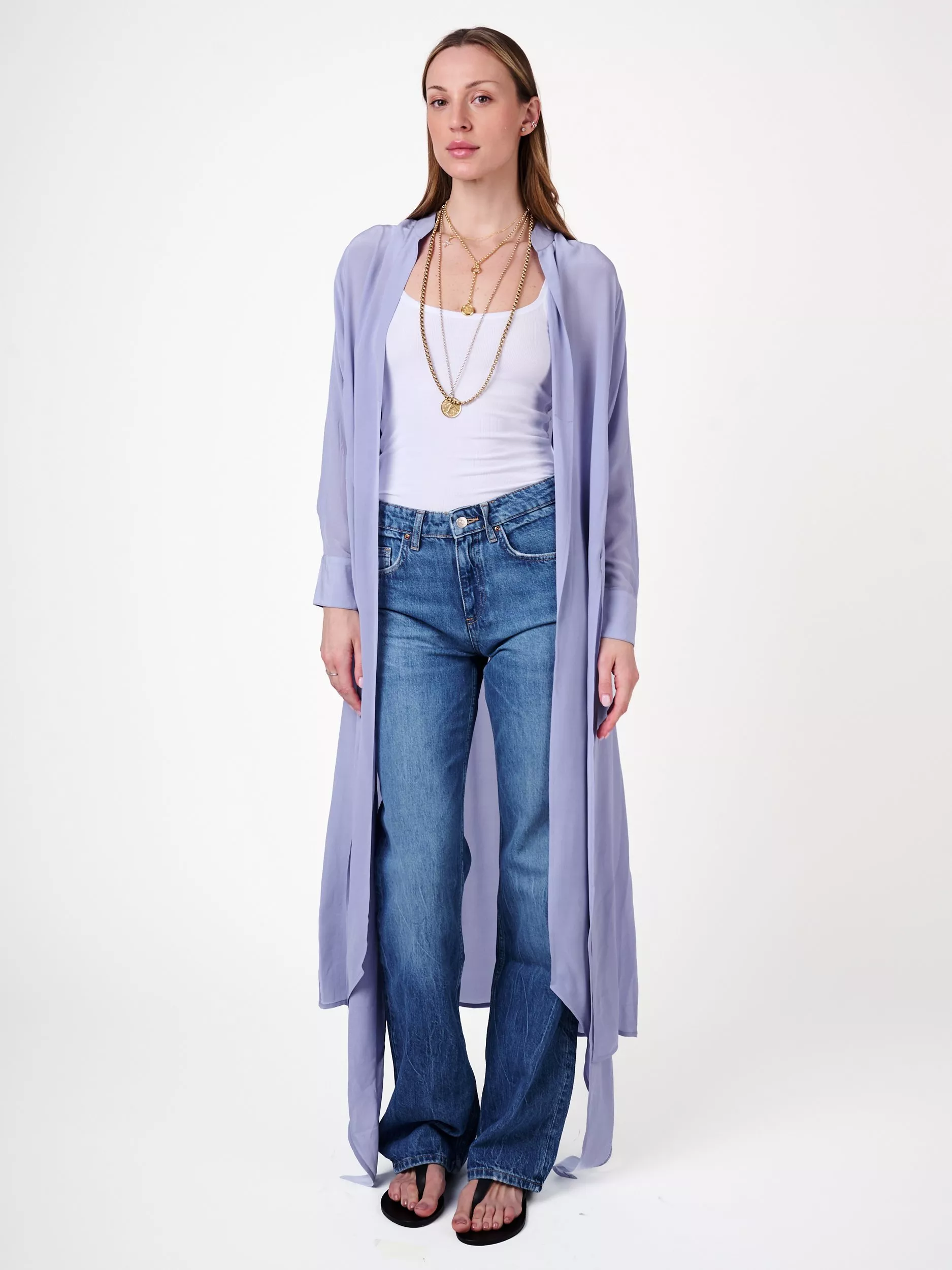 Amanda Wakeley Sophia Pure Silk Semi Sheer Long Shirt
